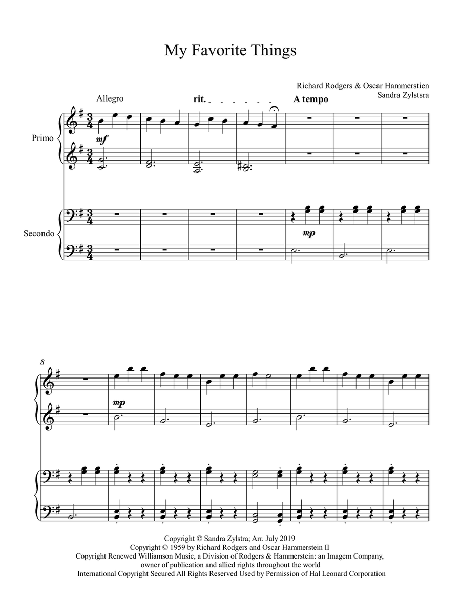 My Favorite Things 1 Piano, 4-Hands scores gallery preview page 2