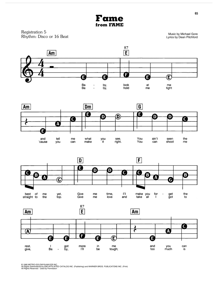 Fame Electronic Keyboard scores gallery preview page 1