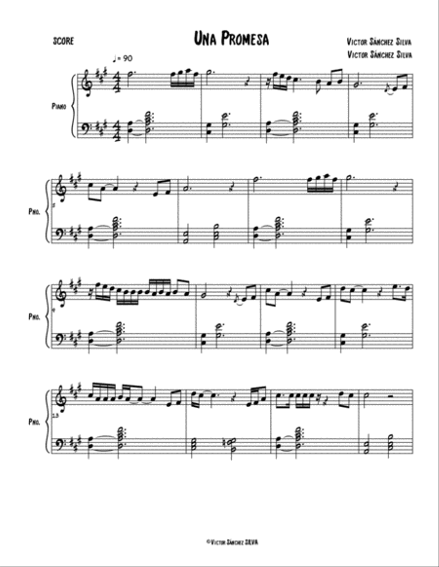 Una Promesa Piano Solo scores gallery preview page 1