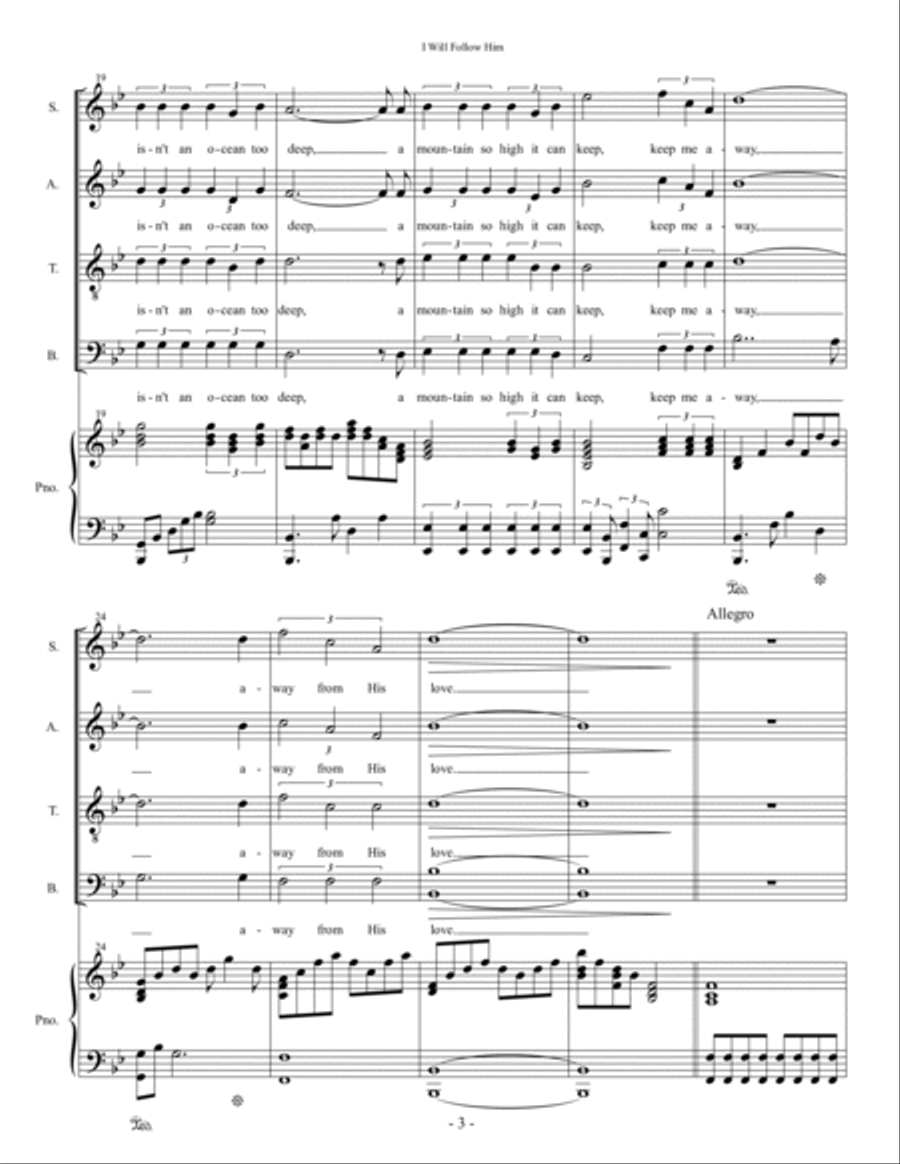 I Will Follow Him (i Will Follow You) 4-Part scores gallery preview page 3
