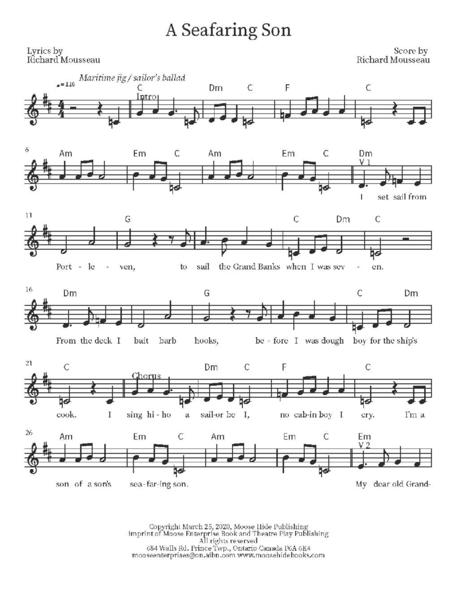 A Seafaring Son Piano scores gallery preview page 1