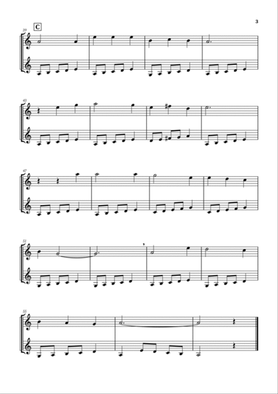 Scarborough Fair - 3 easy variations Trumpet Duet scores gallery preview page 3