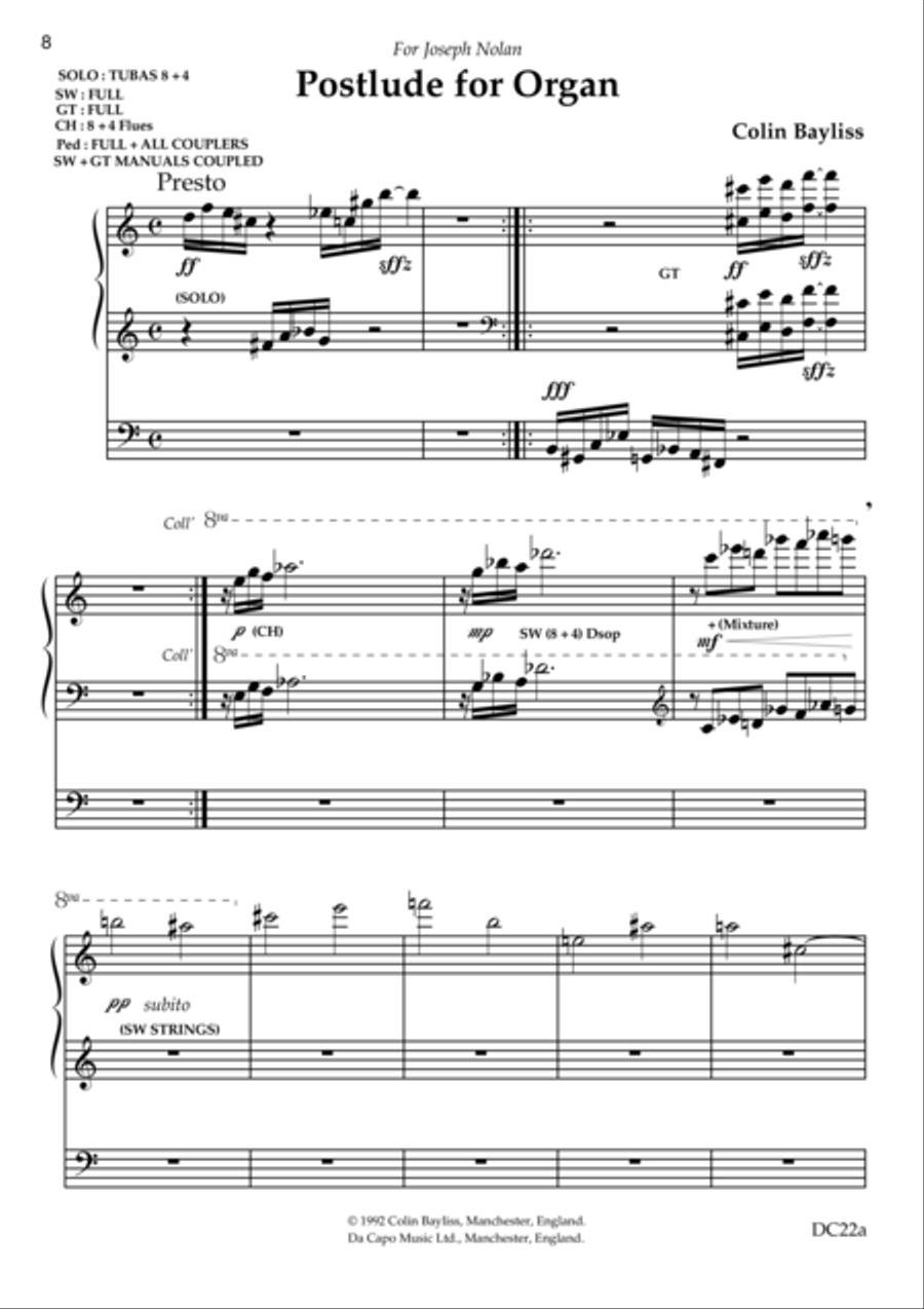 Postlude for Organ Organ Solo scores gallery preview page 1