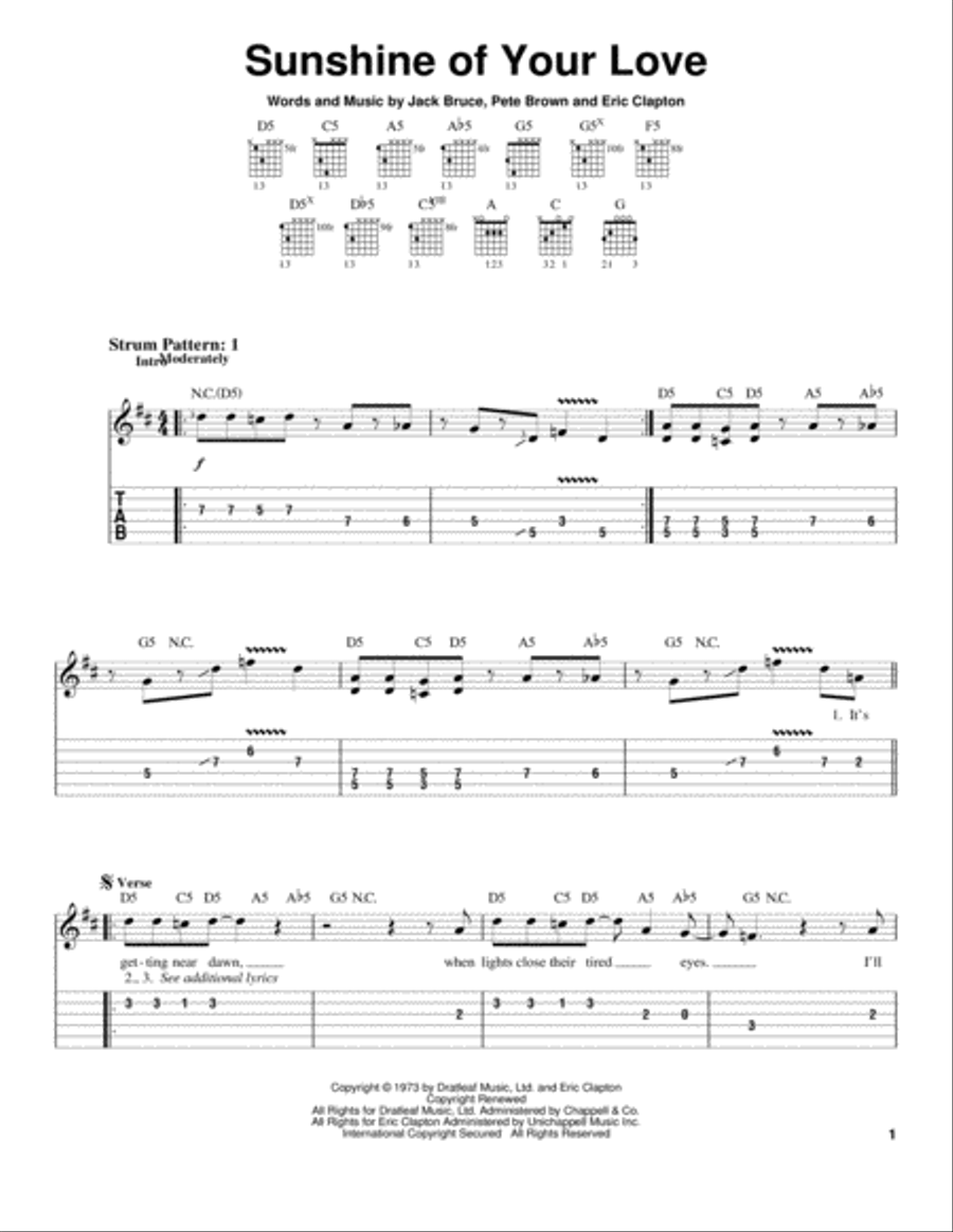 Sunshine Of Your Love Sunshine Of Your Love Acoustic Guitar scores gallery preview page 1