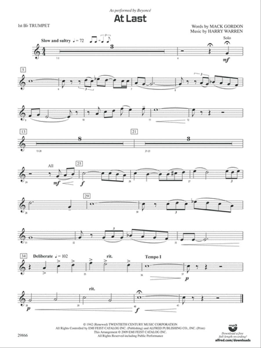 At Last: 1st B-flat Trumpet Concert Band scores gallery preview page 1