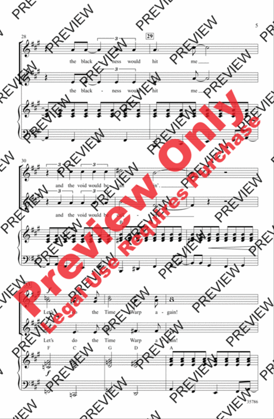 The Time Warp (from The Rocky Horror Picture Show) 2-Part scores gallery preview page 5