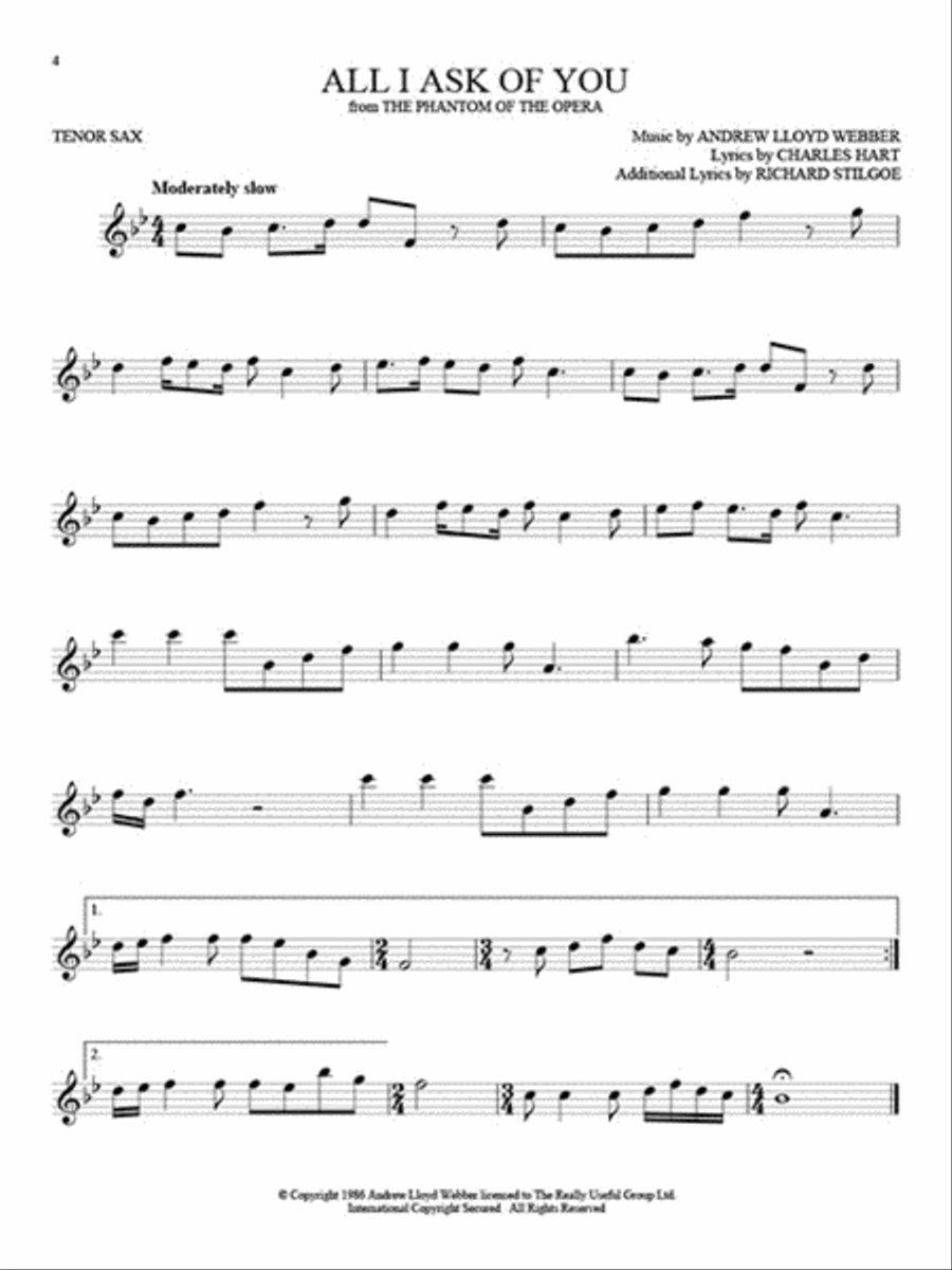 101 Broadway Songs for Tenor Sax Tenor Saxophone scores gallery preview page 4