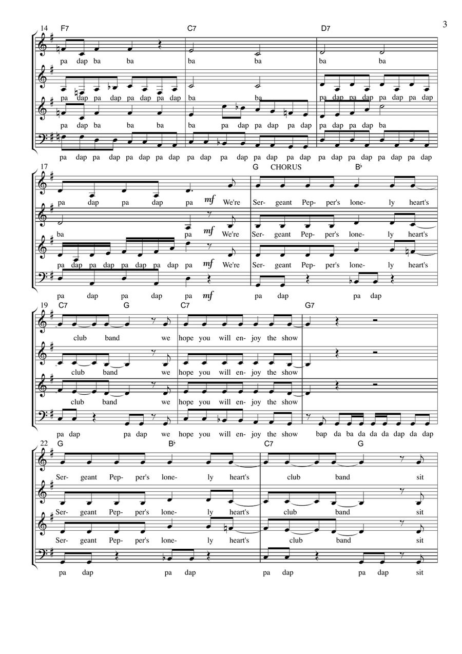 Sgt. Pepper's Lonely Hearts Club Band 4-Part scores gallery preview page 3