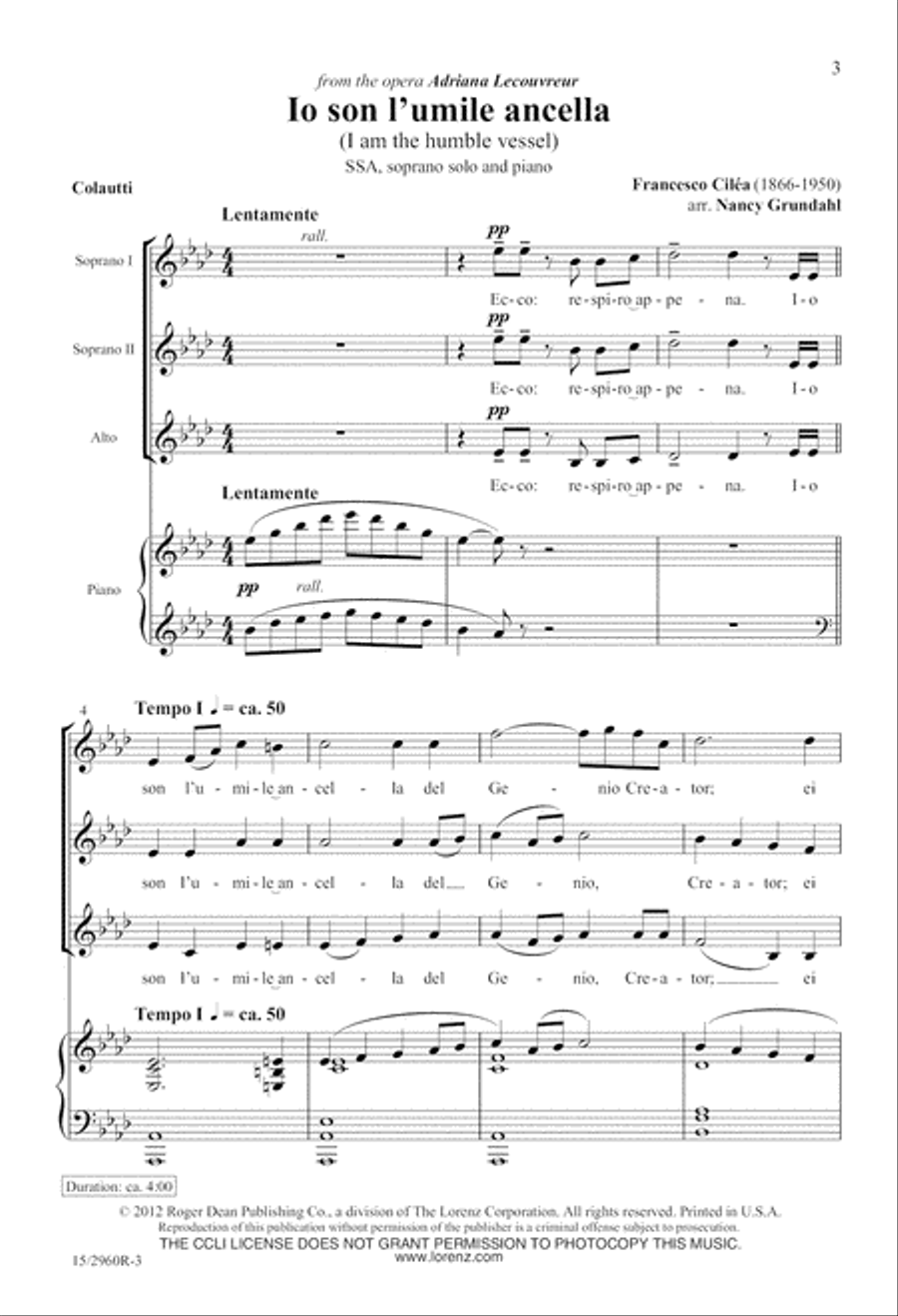 Io son l'umile ancella SSA scores gallery preview page 3