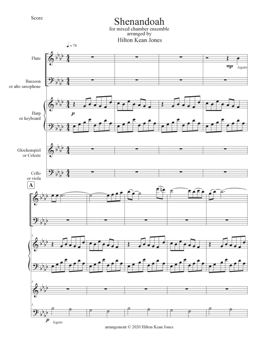 Shenandoah (for mixed chamber ensemble) Chamber Music scores gallery preview page 1