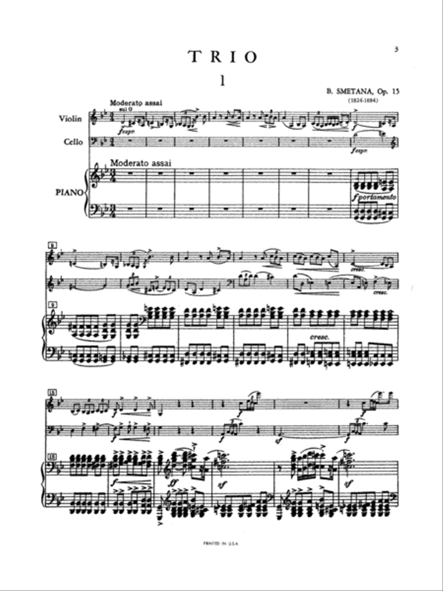 Smetana: Trio in G Minor, Op. 15 Piano scores gallery preview page 3