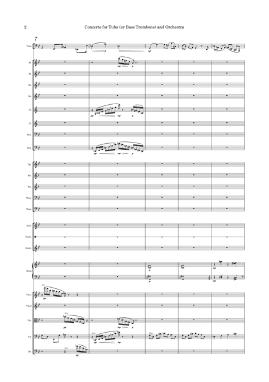 Concerto for Tuba (or bass trombone) and Orchestra Tuba scores gallery preview page 2