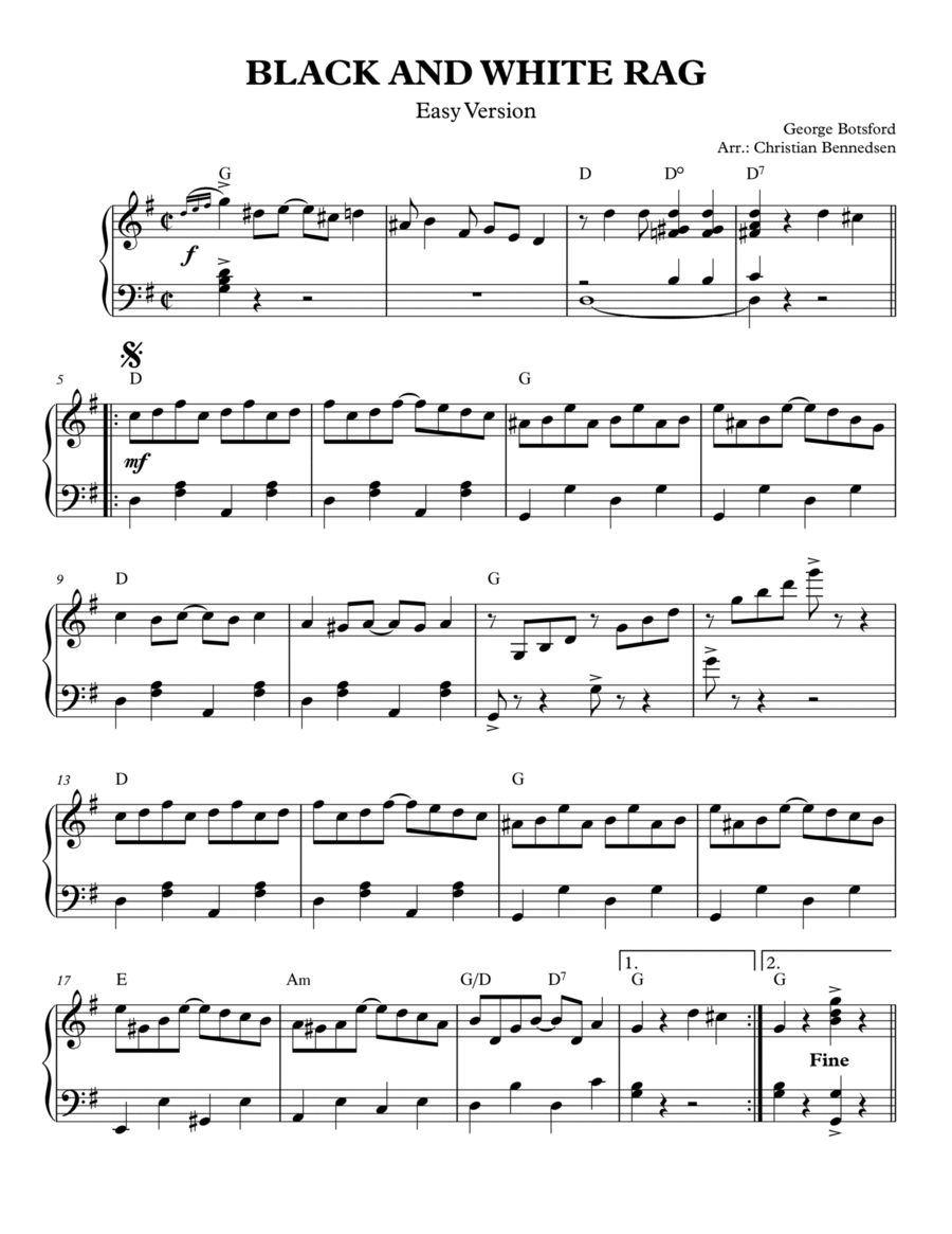 Black And White Rag - Easy Piano Method scores gallery preview page 1