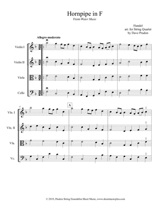 Handel's Hornpipe in F for String Quartet