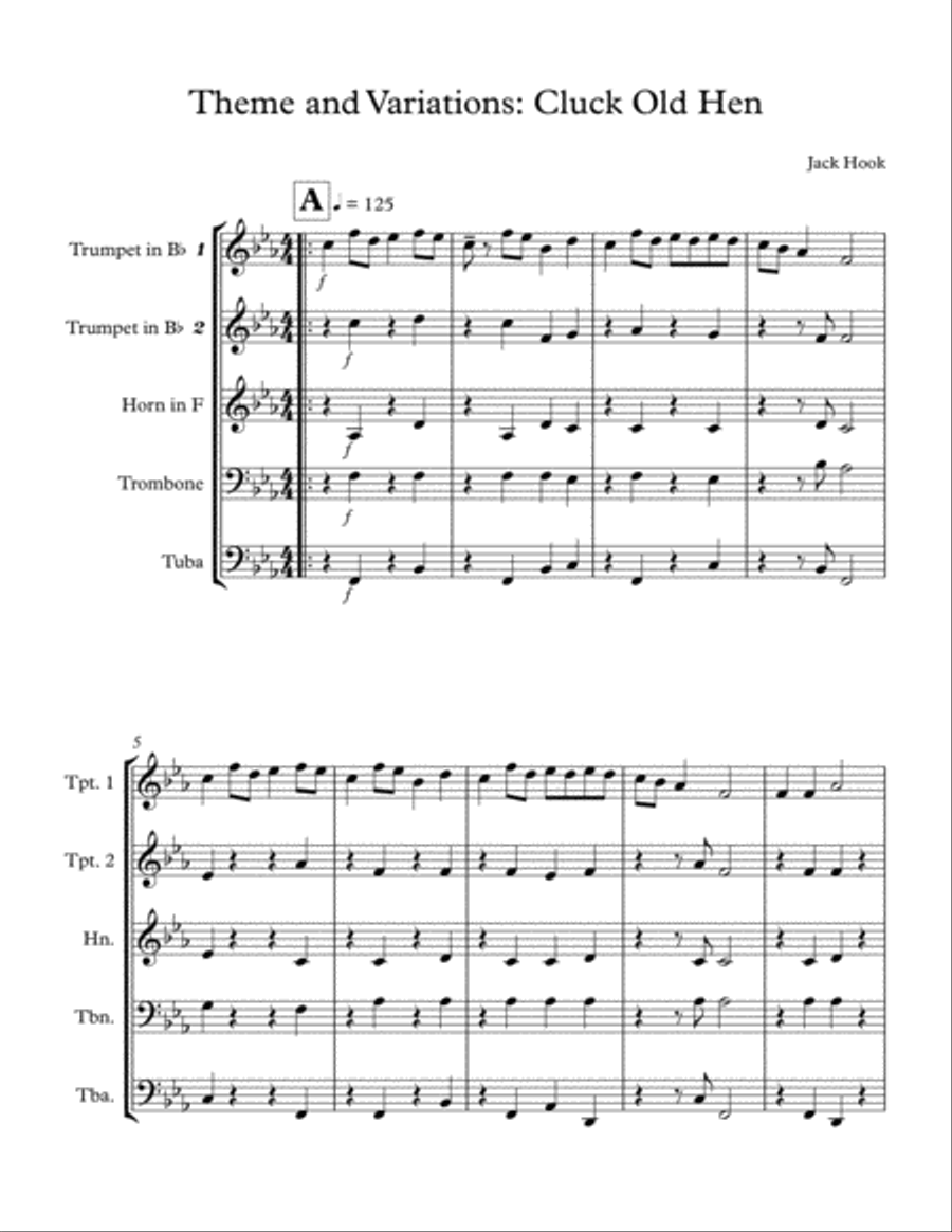 Theme and Variations: Cluck Old Hen Brass Ensemble scores gallery preview page 1