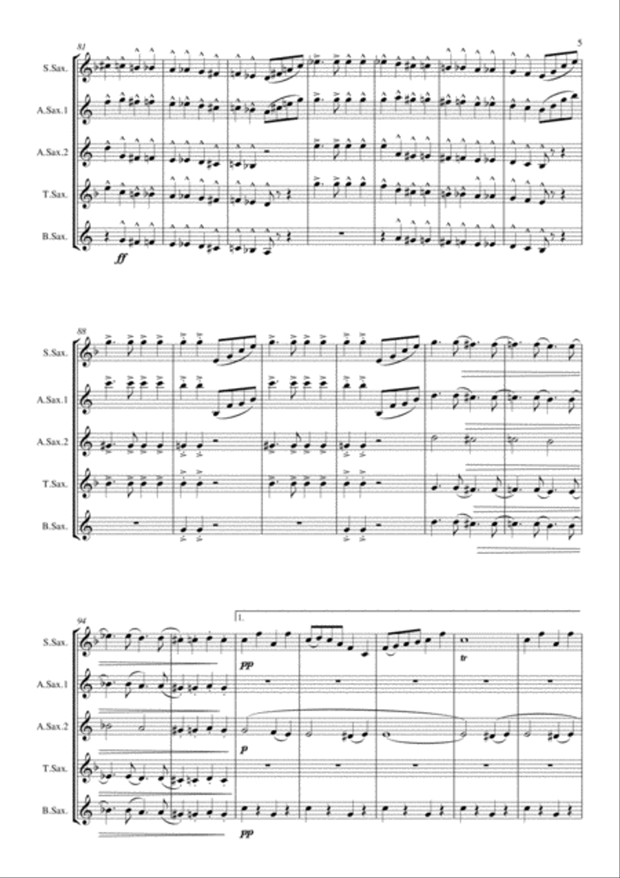 The Star and Stripes Forever March arranged for Saxophone Quintet SAATB Concert Band scores gallery preview page 6