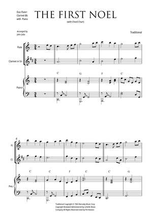 The First Noel (Duet Flute and Clarinet in Bb, with Piano and Chord Chart)
