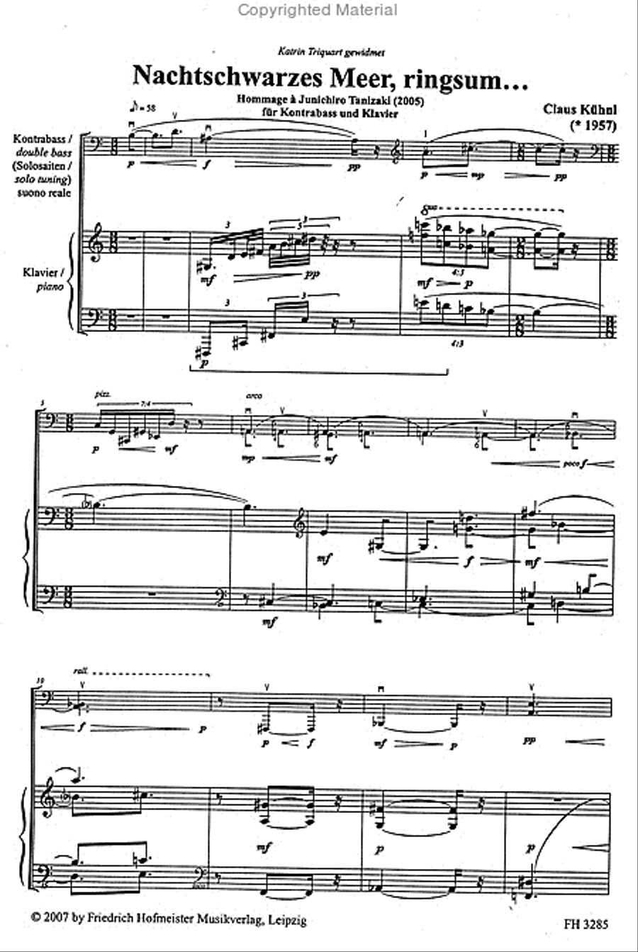 Nachtschwarzes Meer, ringsum …. Double Bass scores gallery preview page 2