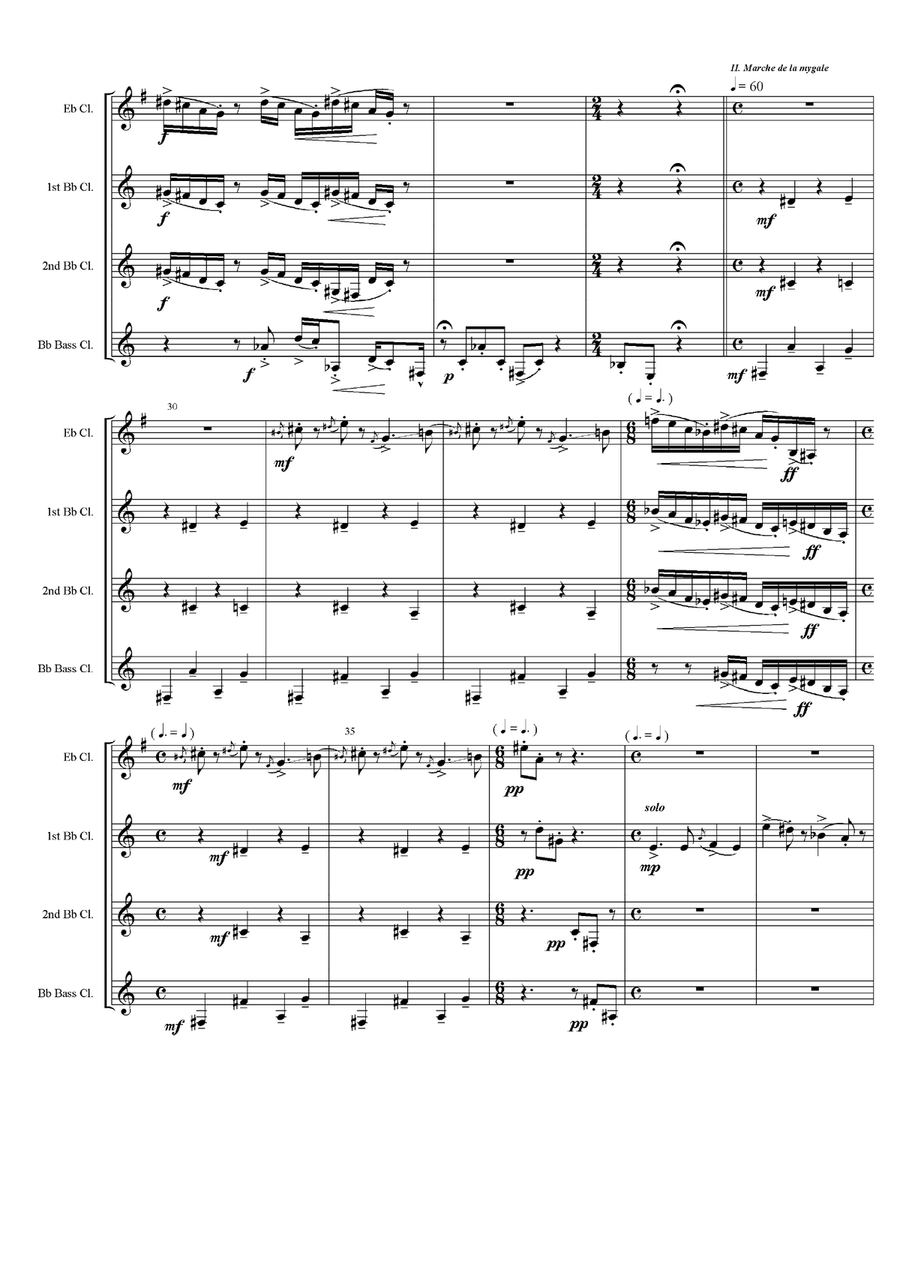 Arachnophobia, for clarinet quartet - score Clarinet Quartet scores gallery preview page 4