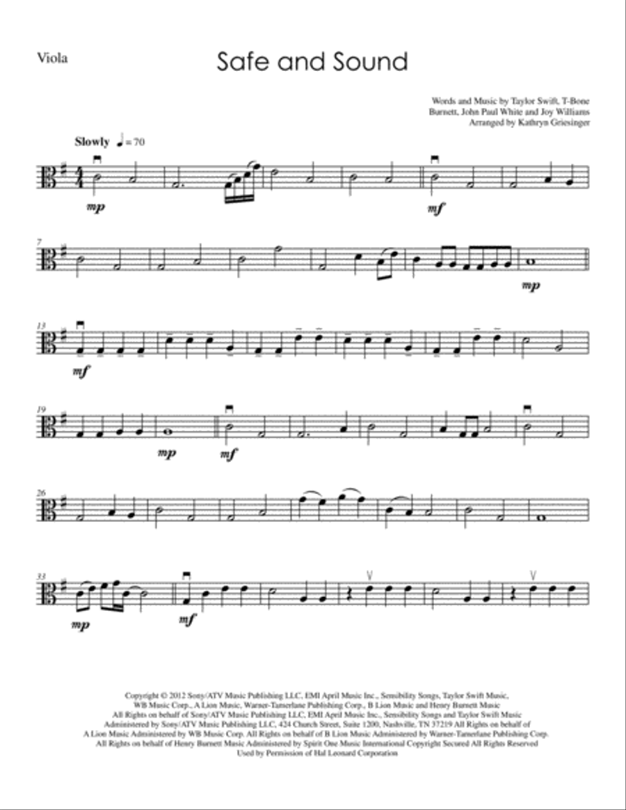 Safe And Sound String Quartet scores gallery preview page 5