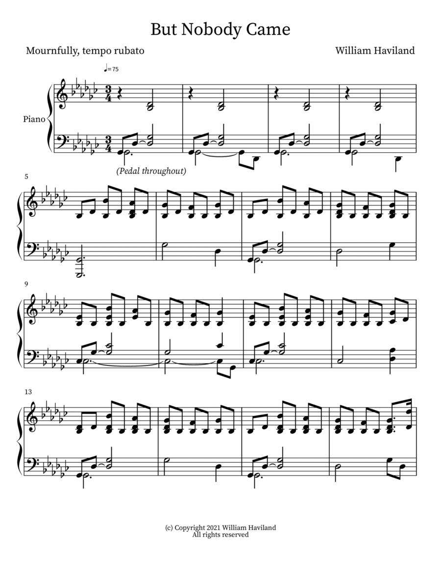 But Nobody Came Piano Solo scores gallery preview page 1