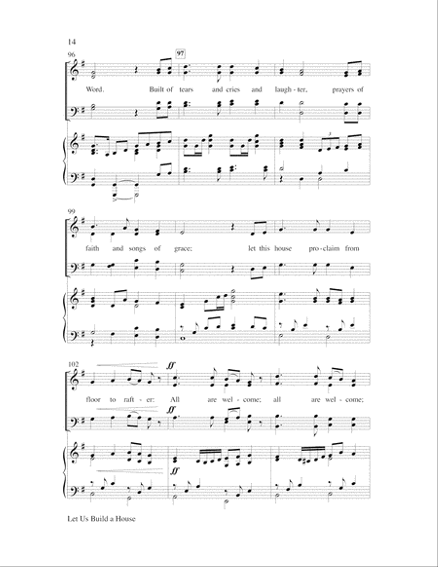 Let Us Build A House (All Are Welcome) Choir scores gallery preview page 14
