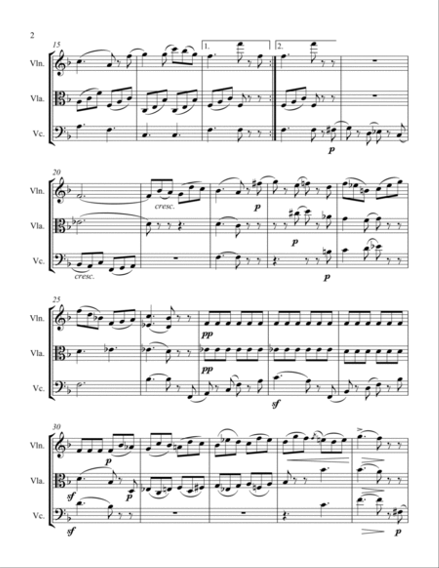 Allegretto Grazioso and Gigue String Trio scores gallery preview page 2