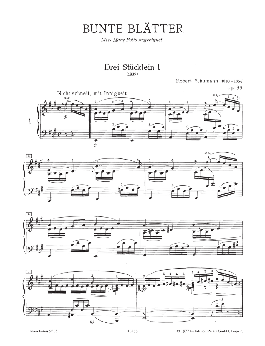 Album Leaves Op. 124 & Bunte Blätter Op. 99 Piano scores gallery preview page 2