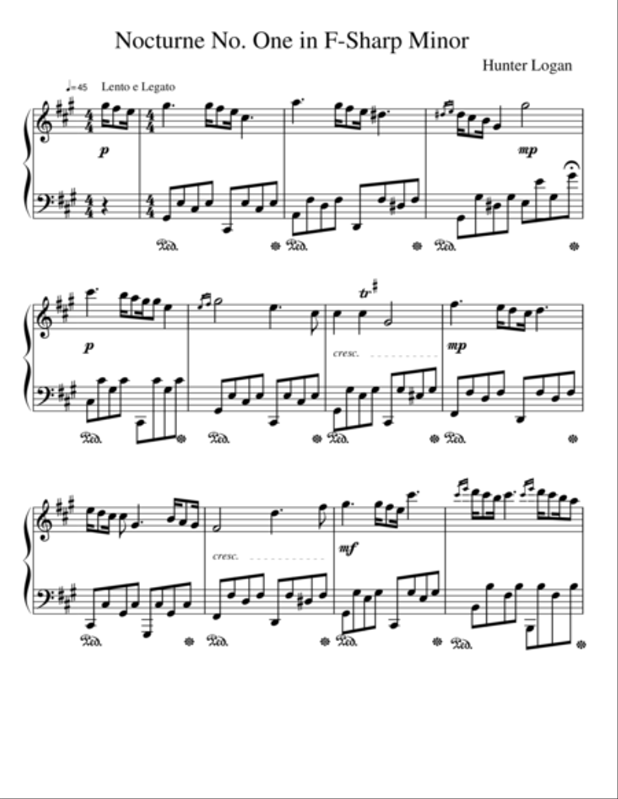 Nocturne No. One in F-Sharp Minor Piano Solo scores gallery preview page 1