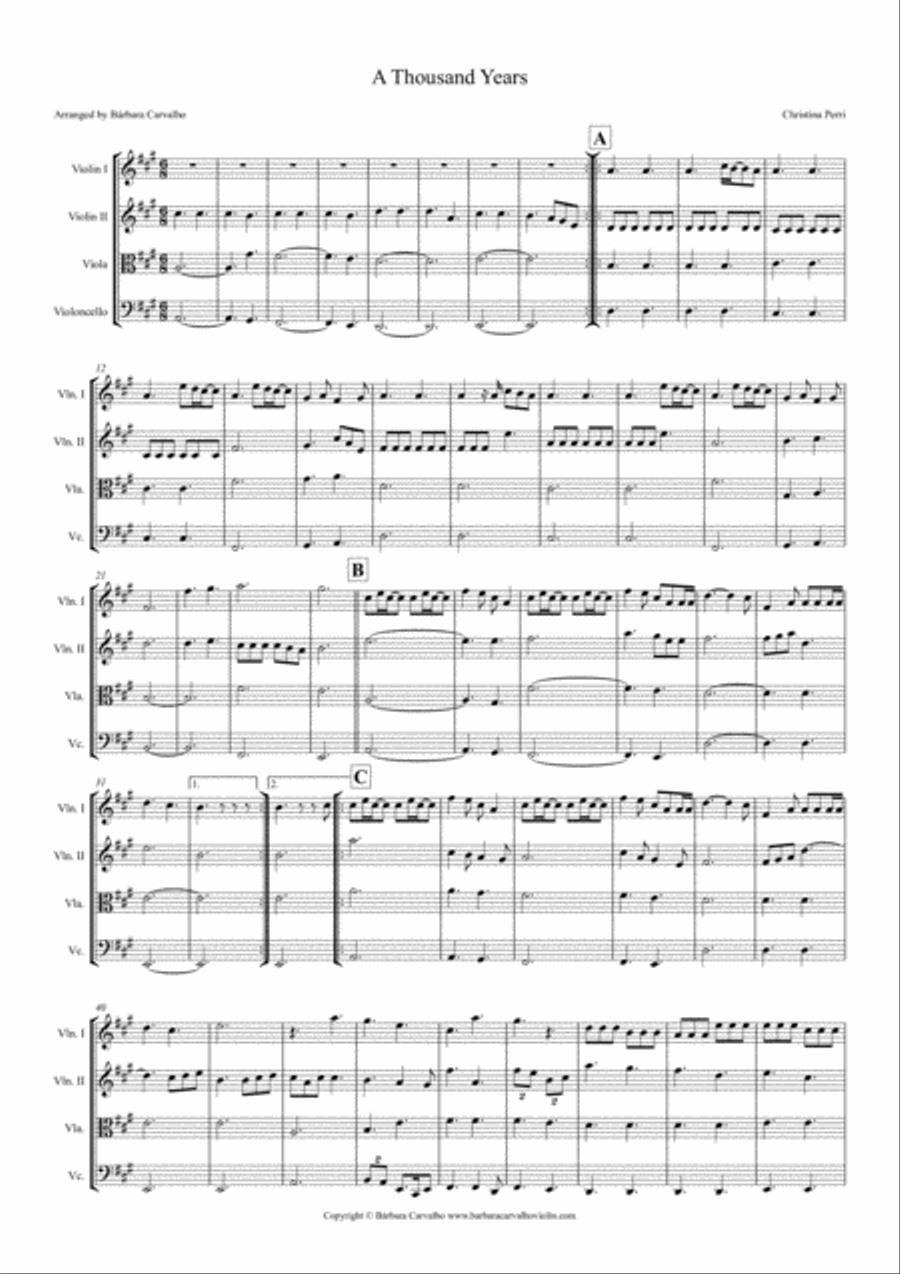 A Thousand Years String Quartet scores gallery preview page 1