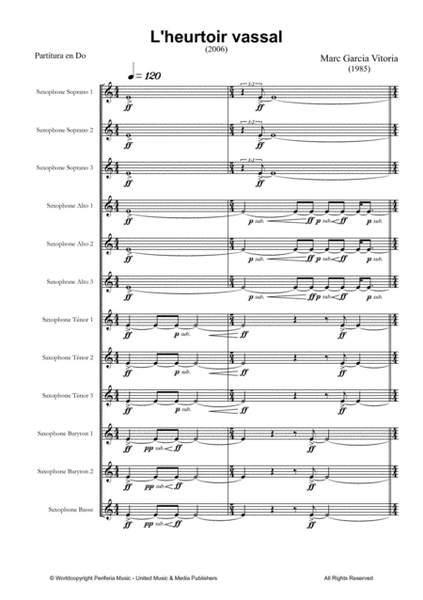 L'heurtoir vassal for Saxophone Choir (SSSAAATTTBBBs) image number null