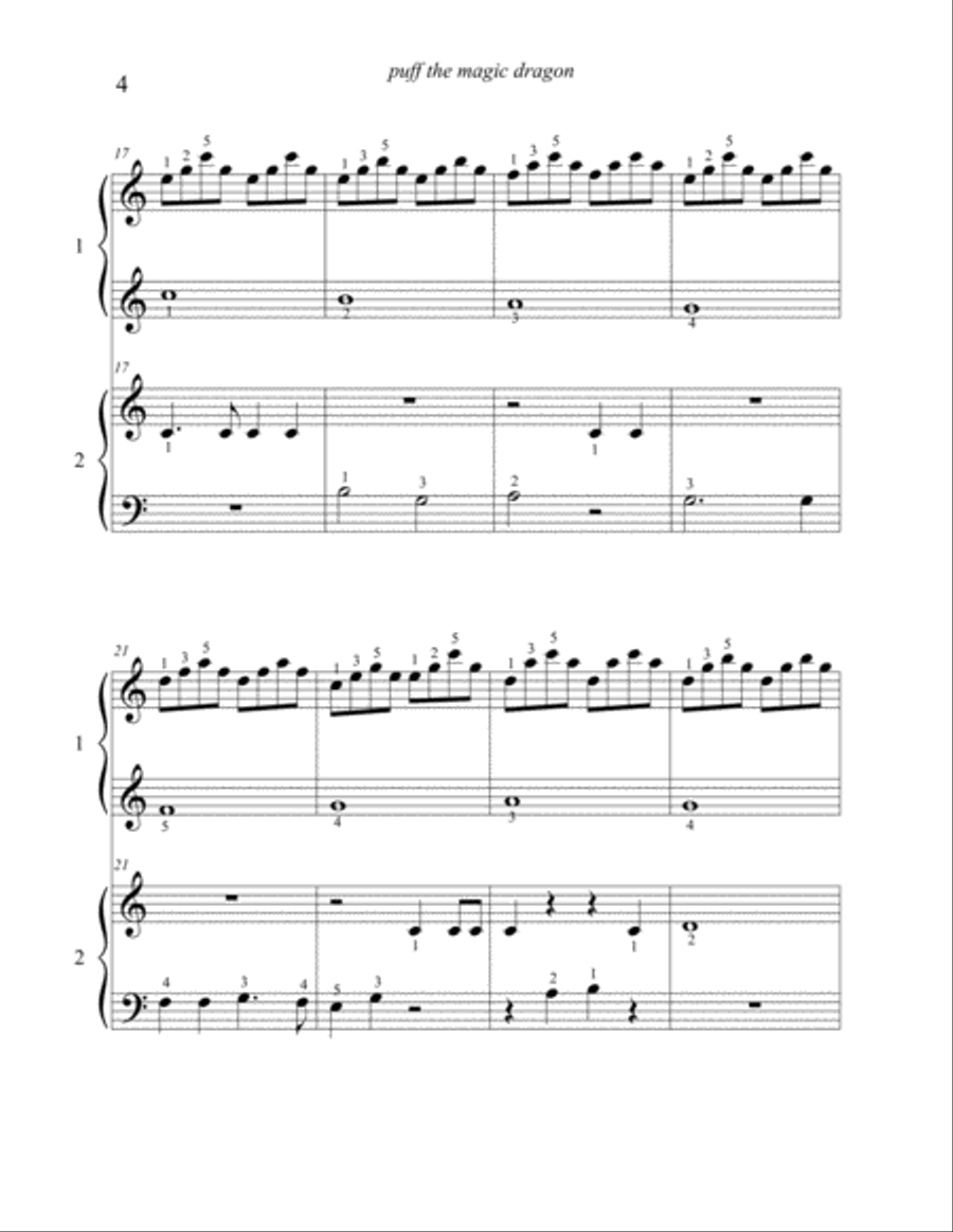 Puff The Magic Dragon Puff The Magic Dragon Easy Piano scores gallery preview page 4