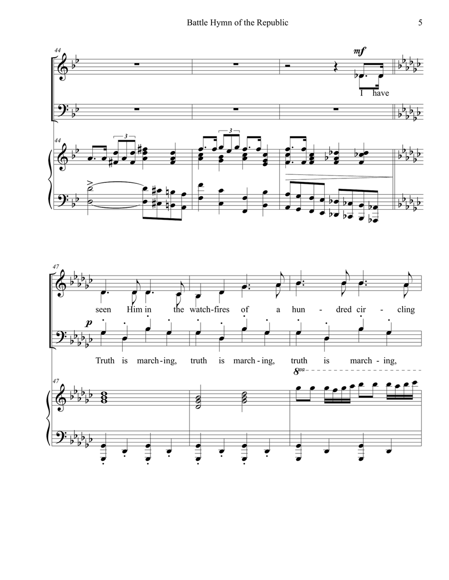 Battle Hymn of the Republic 4-Part scores gallery preview page 5