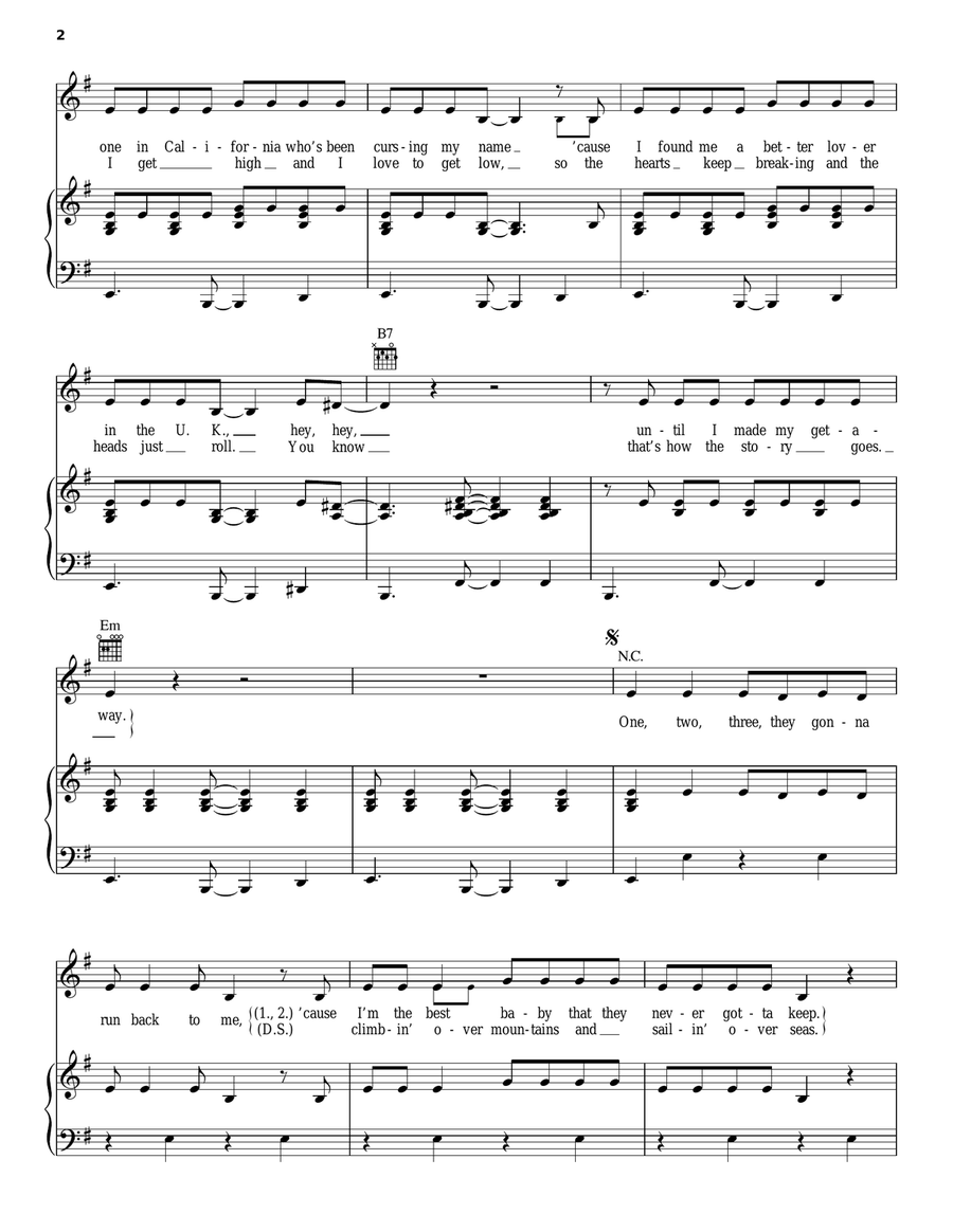 Ex's & Oh's Piano, Vocal, Guitar scores gallery preview page 2