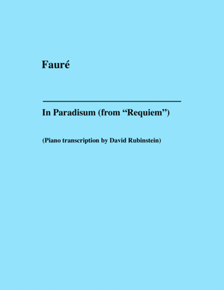 Book cover for In Paradisum (Fauré) Piano transcription
