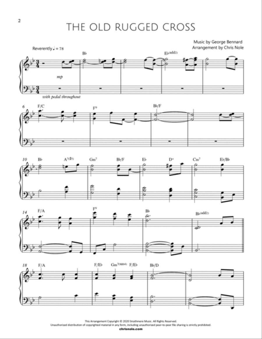 The Old Rugged Cross Piano Solo scores gallery preview page 2