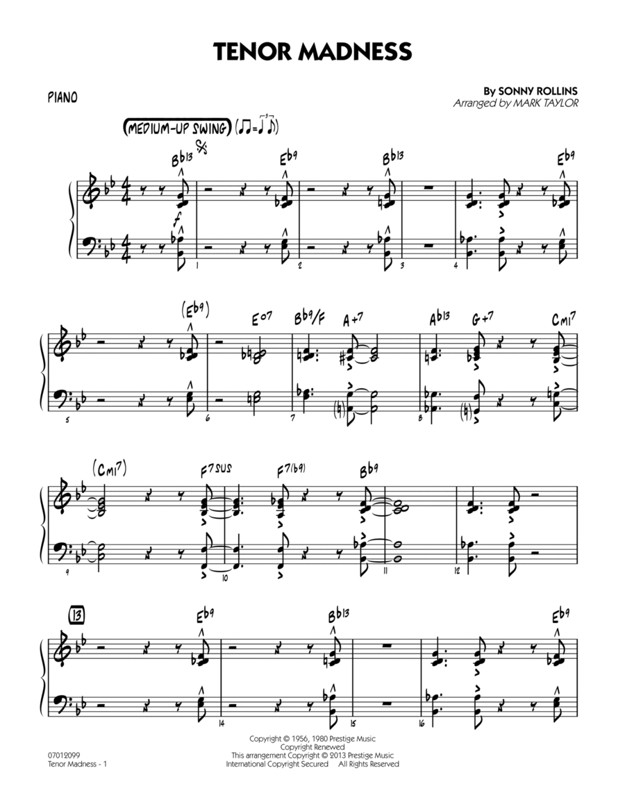 Tenor Madness - Piano Jazz Ensemble scores gallery preview page 1