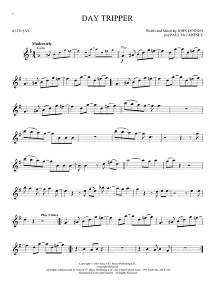 The Beatles – Instrumental Play-Along Alto Saxophone scores gallery preview page 5