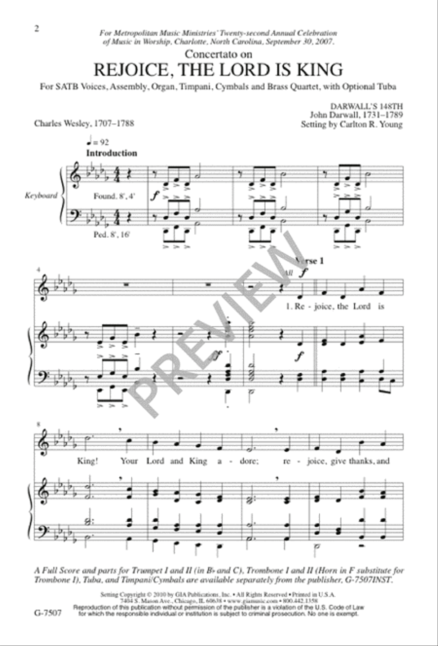 Rejoice, the Lord Is King 4-Part scores gallery preview page 2