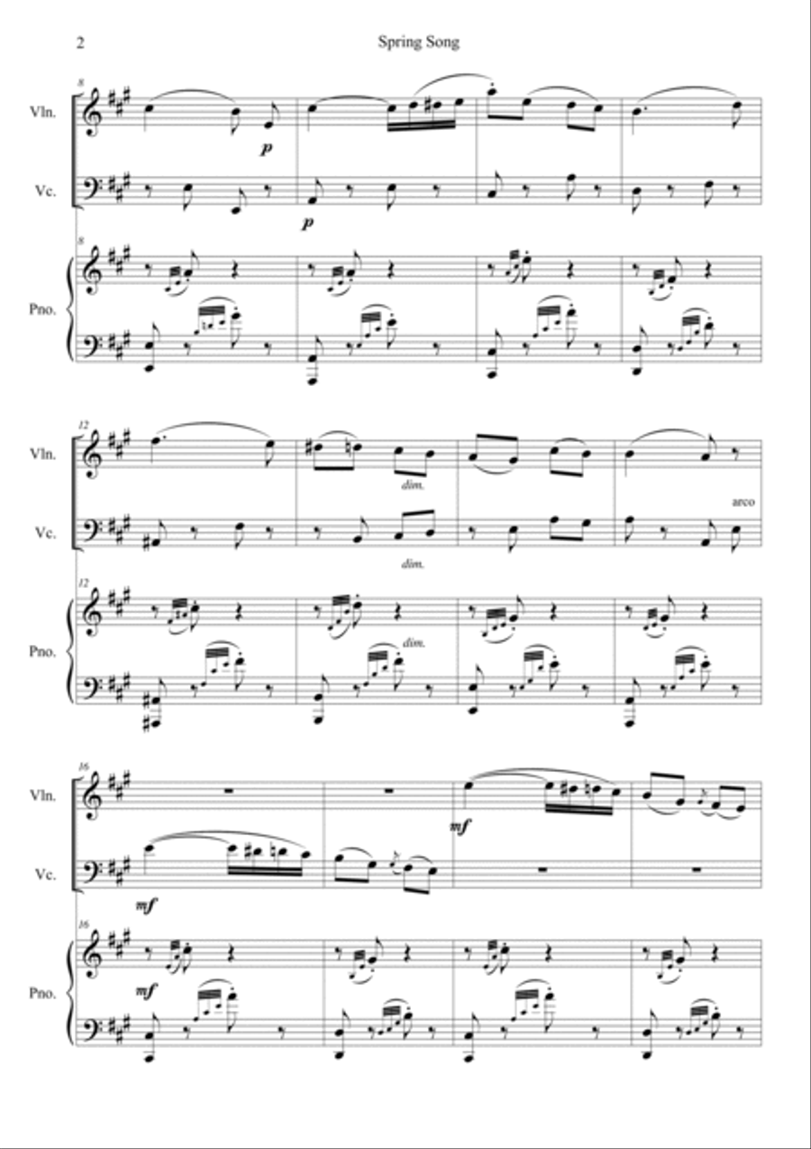 Lieder ohne Worte Op.62 No.6 Piano Trio scores gallery preview page 2