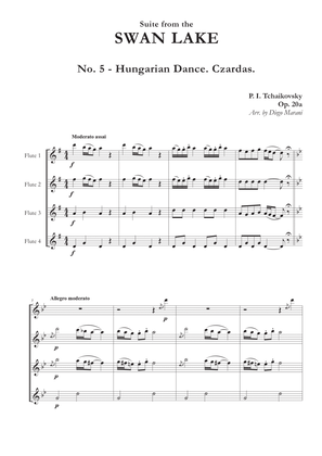 "Hungarian Dance. Czardas" from Swan Lake Suite for Flute Quartet