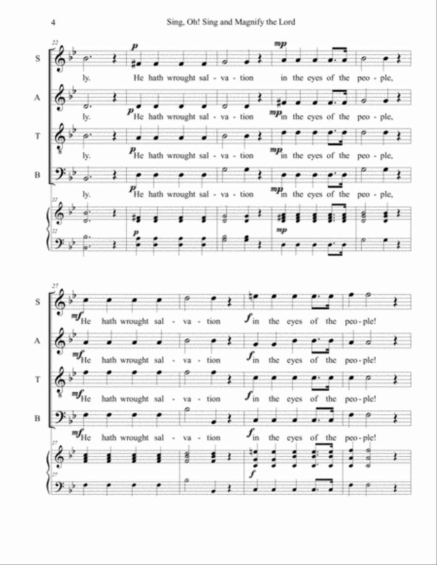 Sing, Oh! Sing and Magnify the Lord 4-Part scores gallery preview page 4
