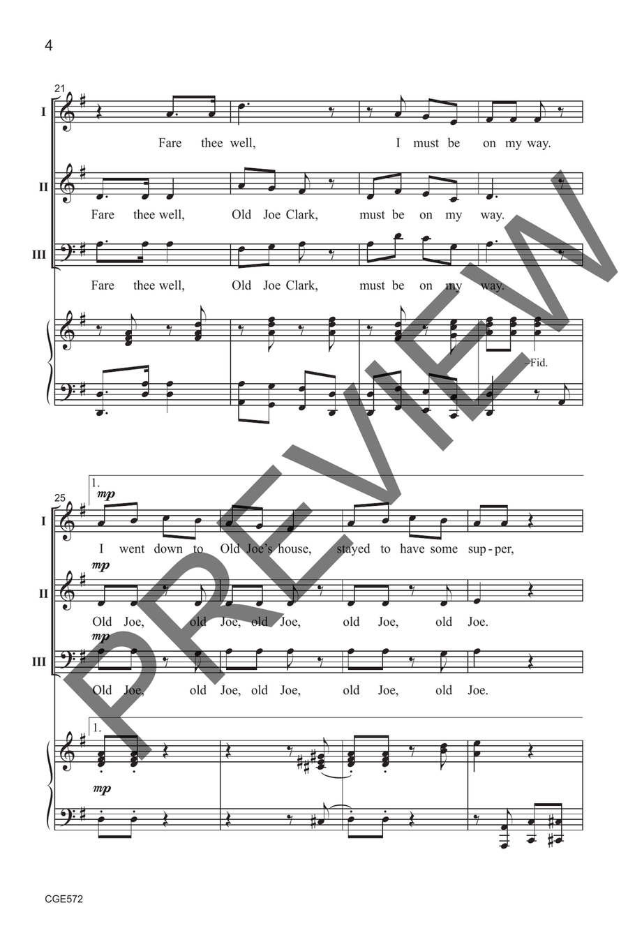 Old Joe Clark (Three-part Mixed) 3-Part scores gallery preview page 5