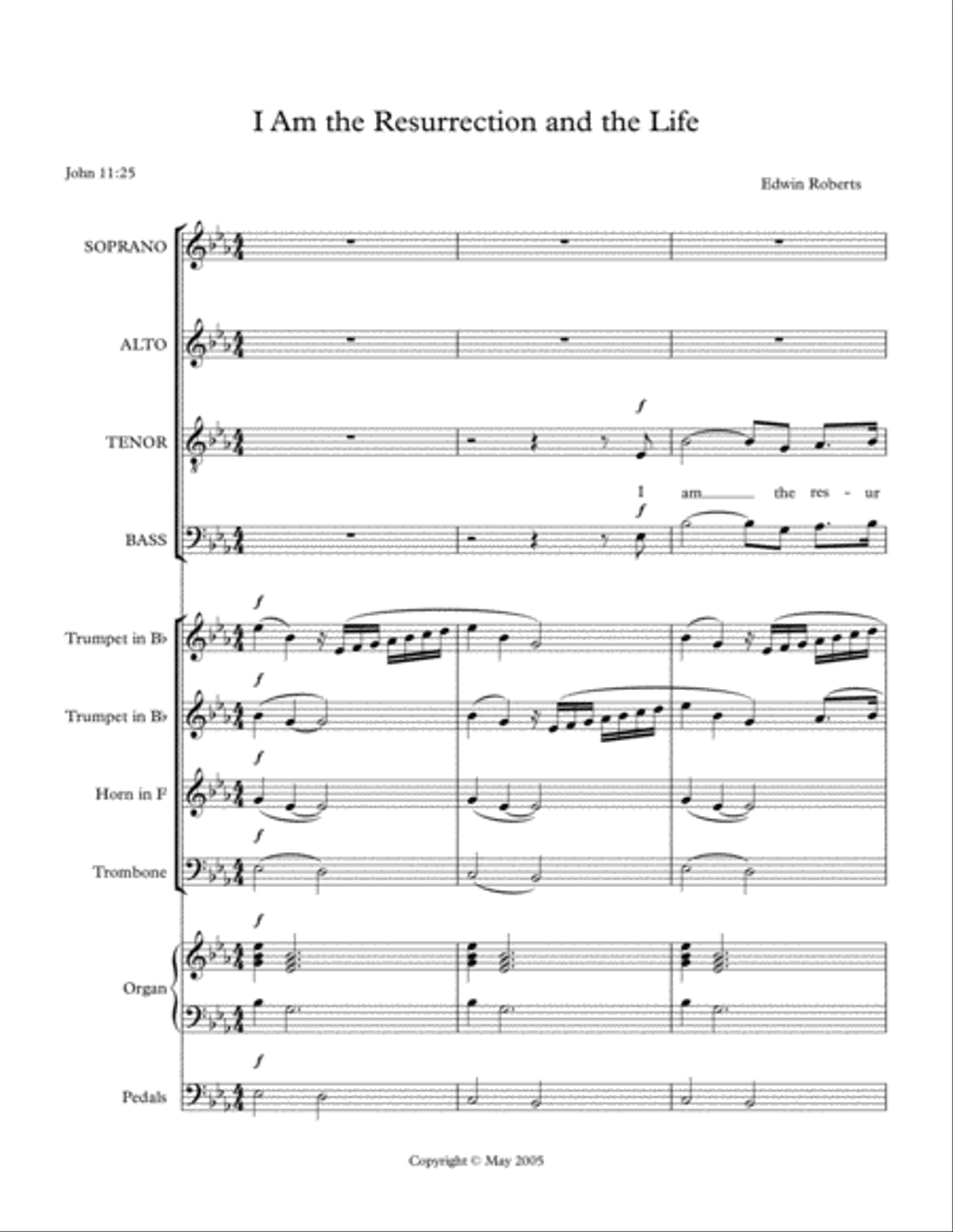 I Am the Resurrection and the Life (SATB/Brass/Organ) 4-Part scores gallery preview page 1