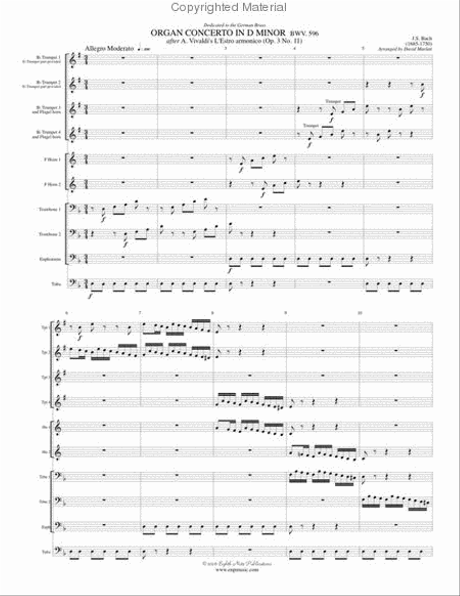 Organ Concerto in D Minor, BWV 596 Small Ensemble scores gallery preview page 2