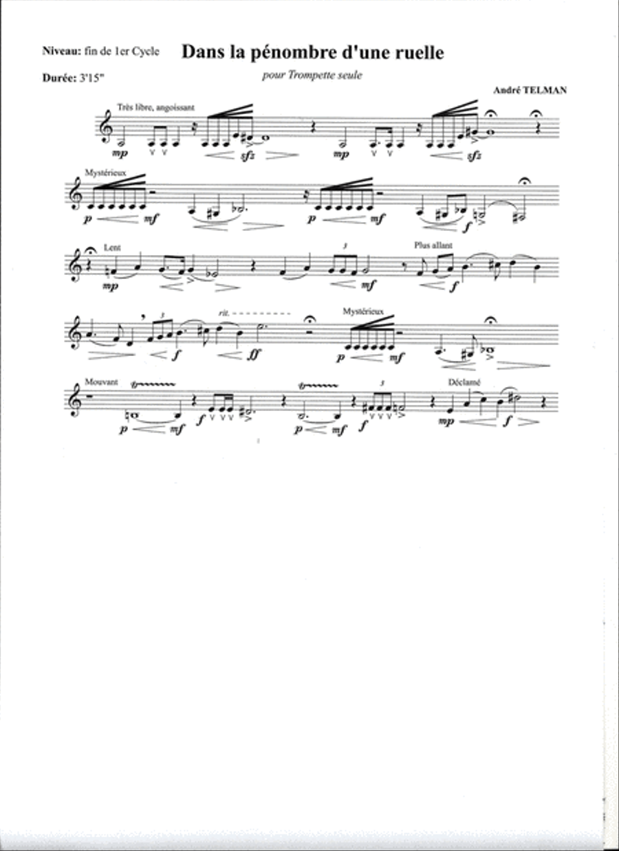 Dans La Pénombre D'une Ruelle Trumpet Solo scores gallery preview page 1