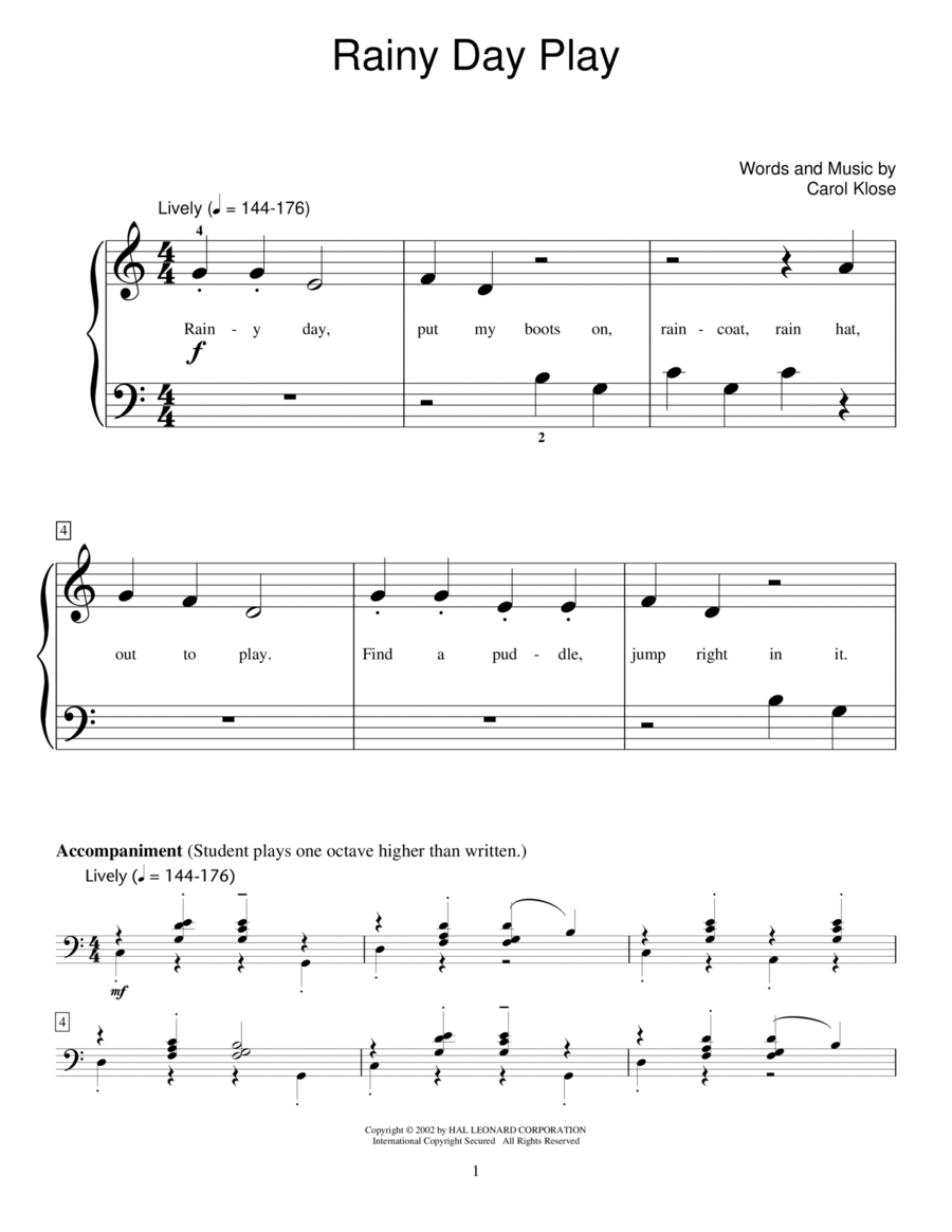 Rainy Day Play Rainy Day Play Piano Method scores gallery preview page 1