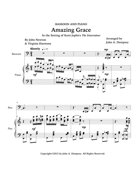 Amazing Grace / The Entertainer (Bassoon and Piano) image number null