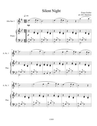 Silent Night (alto sax solo) with optional piano accompaniment