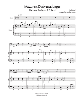 Polish National Anthem - Mazurek Dabrowskiego (Cello & Piano) Poland